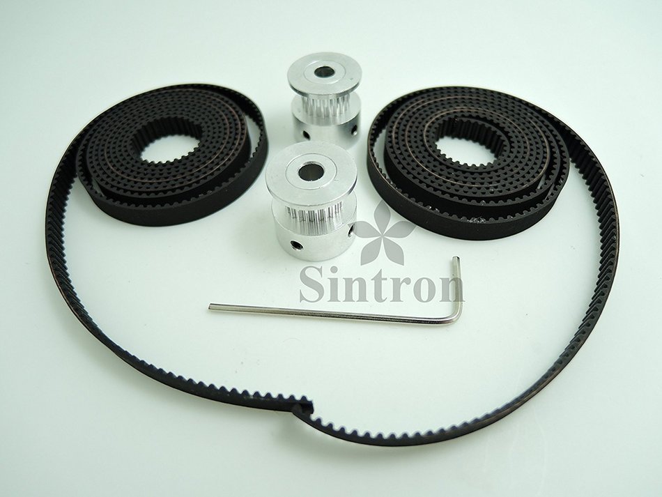 [Sintron] 2M Timing Belt Set + 2 pcs GT2 20 Tooth 5mm Bore Pulleys for RepRap 3D Printer Prusa Mendel i3 Kossel... N3