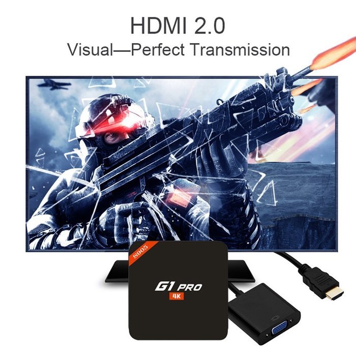 G1 PRO Amlogic S905 Android 5.1 Quad Core 64bits Smart Tv Box Support 4K Ultimate HD Kodi 16.1 Wife Google Streaming... N4
