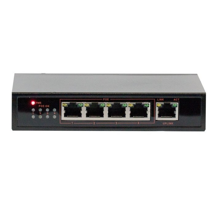 Best Sale High End 4+1 10/100Mbps high power PoE Switch. 4 Ports PoE,100Mbit each port. 1 Ports RJ-45 uplink....