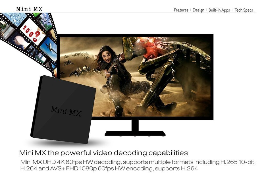 Mini MX Android TV Box, Amlogic S905 CPU Cortex-A53, Mali-450 GPU, UHD 4K2K, HEVC H.265, 1080P Streaming Media... N2