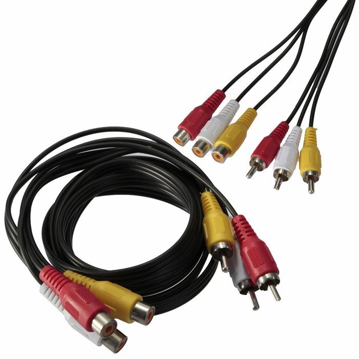 BephaMart 1.5m 5ft 3 RCA Male to Female Audio Composite Extension Video Cable Jack Adapter