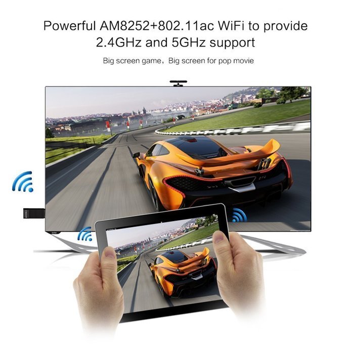 Sun Port&reg; Dual Frequency (2.4GHz & 5GHz) MiraScreen Wireless Display Adapter with Airplay/Miracast HDMI TV Stick... N4
