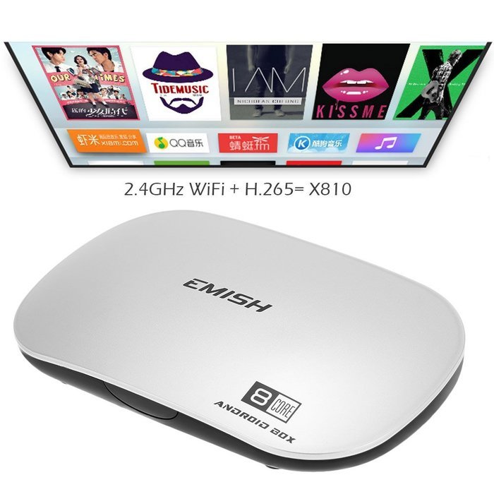 Docooler&reg; EMISH X810 Smart Android TV Box Android 5.1.1 Rockchip 3368 Octa core 64bits KODI XBMC UHD 4K 2G / 16G...