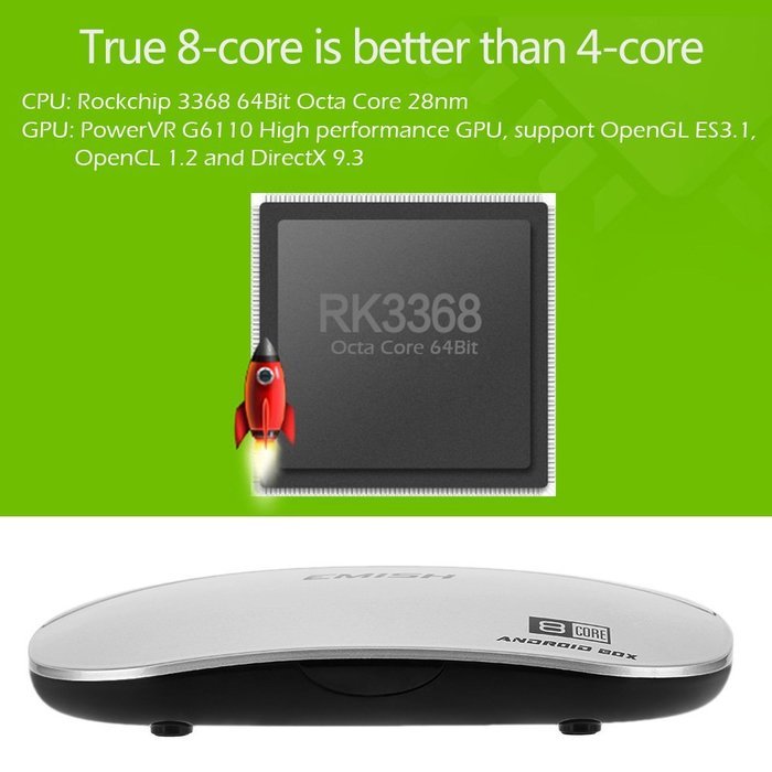 Docooler&reg; EMISH X810 Smart Android TV Box Android 5.1.1 Rockchip 3368 Octa core 64bits KODI XBMC UHD 4K 2G / 16G... N6