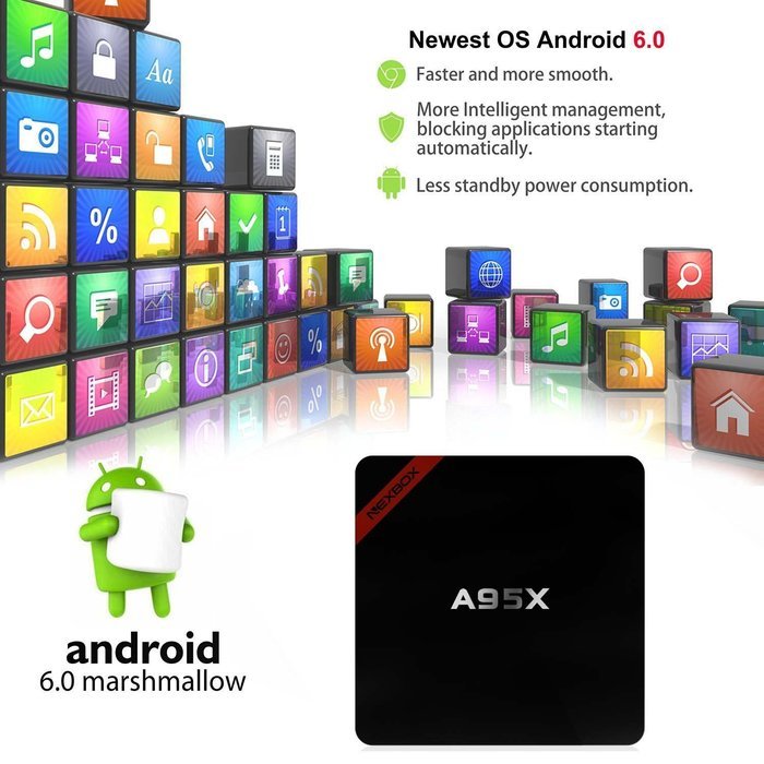 NPET A95X S905X 2GB 16GB Android 6.0 TV Box Support 4K Bluetooth Kodi 16.1 Fully Loaded-Support Ultra-Fast Running... N9