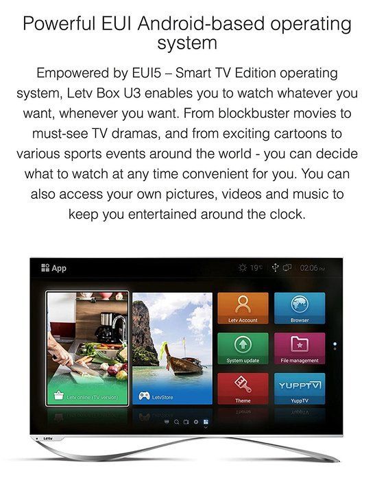 LeEco Letv Android TV Movies Music Media Streaming Player Box IPTV 电视直播点播盒子 N7