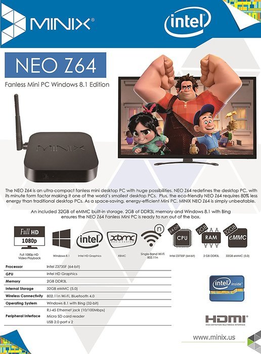 Minix Neo Z64-W Windows 8.1 Edition TV Box with HD Graphics, Black N2