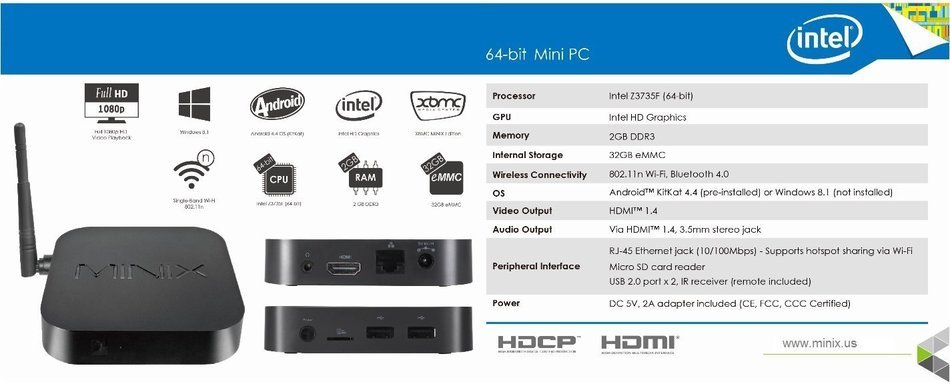Minix Neo Z64-W Windows 8.1 Edition TV Box with HD Graphics, Black N4