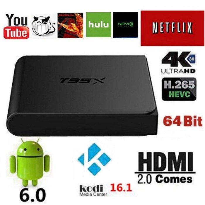 Android 6.0 Internet Smart TV Box Quad Core 2+8GB 3D 1080P FHD