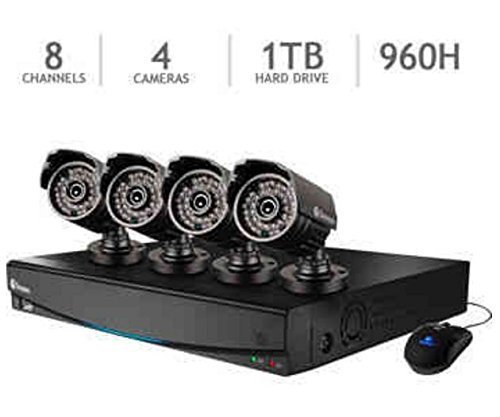 Swann 8-Channel 960H Digital Video Recorder w/ 4 x 720 TVL Cameras and Pre-Installed 1TB Hard Drive : SWDVK-8342T4S-US