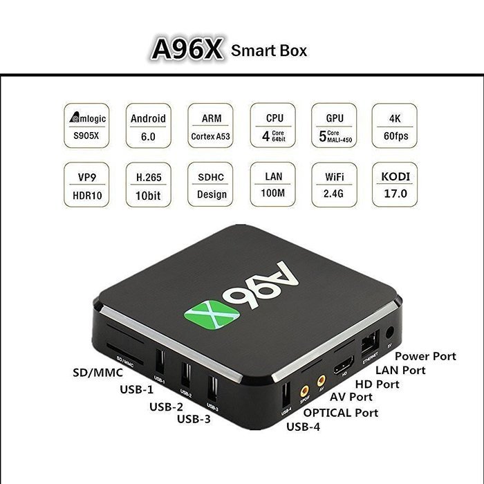 Refresh Your Life Newest A96X Smart TV Box Android 6.0 Full Loaded Add-ons with KODI 17.0 Amlogic S905X Quad Core... N3