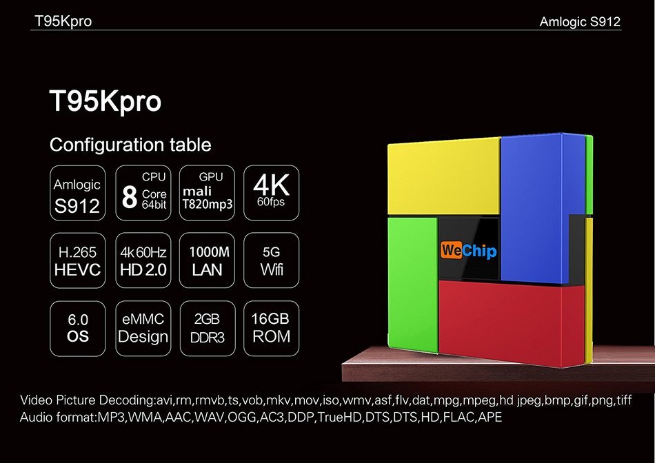 Joinwe-World T95K Pro Amlogic S912 TV BOX 2GB 16GB Octa Core Android 6.0 HD 4K 1080P 3D Streaming Media Players... N6
