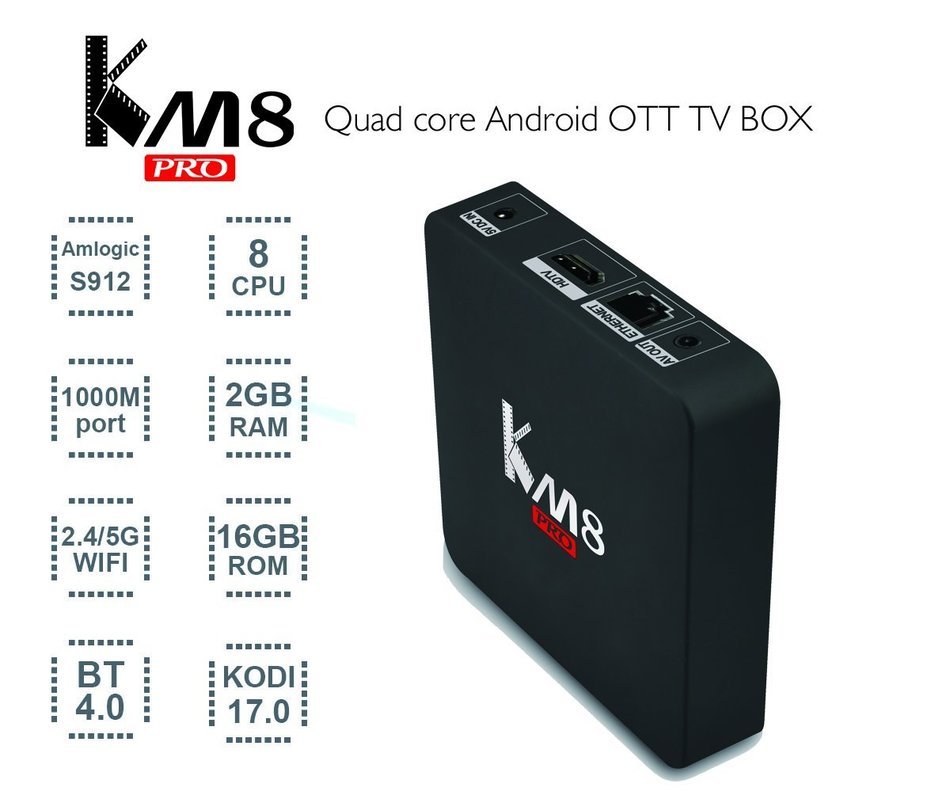 NPET KM8 PRO Amlogic S912 Android 6.0 KODI 17.0 OTT TV Box Octa Core Streaming Media Player 2G 16G