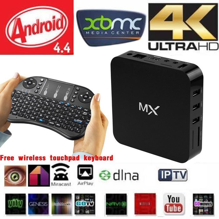 MXIII Quad Core Amlogic S802 Cortex A9 1GB/8GB Android 4.4 TV Box Wifi Google Smart TV Full HD Media Player 4K... N14