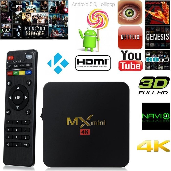Eachbid Smart TV Box Mini PC Streaming Media Player with 1GB RAM 8GB ROM Google Android 5.1 Power Supply DC 5V...