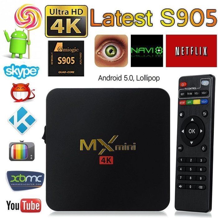 Eachbid Smart TV Box Mini PC Streaming Media Player with 1GB RAM 8GB ROM Google Android 5.1 Power Supply DC 5V... N3