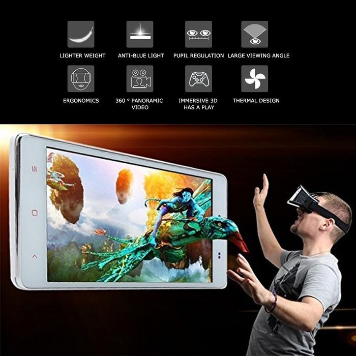 RUGUO 3D VR Virtual Reality Glasses for 3D movies and games, perfect for 4-6 inch smartphones, the body and the... N4