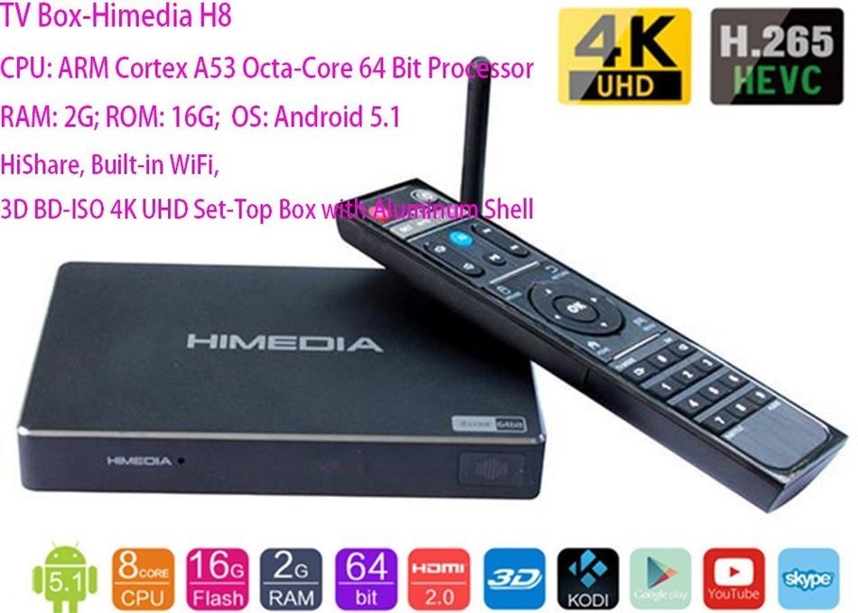 Luckymall HIMEDIA H8 Octa Core 64Bit Android TV Box: English Firmware 2GB 16GB TV Box, 3D BD-ISO 4K UHD H.265... N2