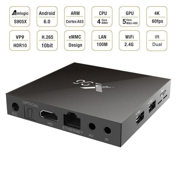Kobwa 2016 New X96 Android 6.0 1G/8G Kodi 16.1 Quad Core 4K Streaming Media Player Smart TV Box
