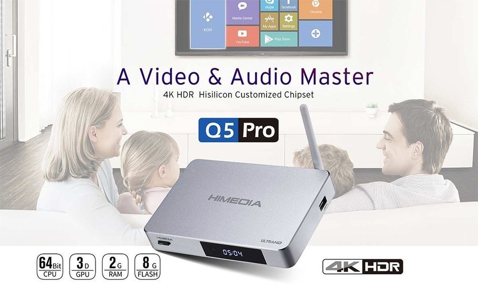 SUNKINFON HiMedia Q5 PRO High-end English Firmware Smart Android 5.1 TV Box, 3D 4K Uitra HD 10Bit H.265/HEVC 2GB... N5
