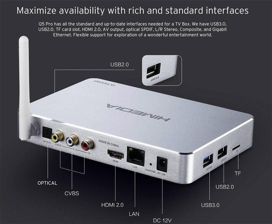 SUNKINFON HiMedia Q5 PRO High-end English Firmware Smart Android 5.1 TV Box, 3D 4K Uitra HD 10Bit H.265/HEVC 2GB... N7