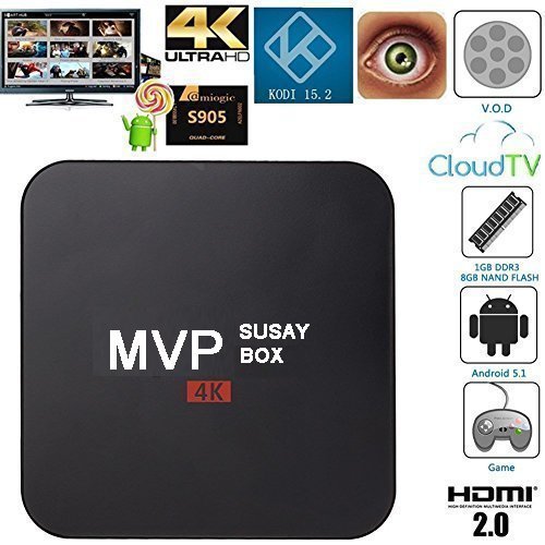 Susay&reg; MVP Pr Android TV Box Amlogic S905 Chipset Kodi 15.2 Full Loaded Android 5.1 Lollipop OS TV Box Quad Core...