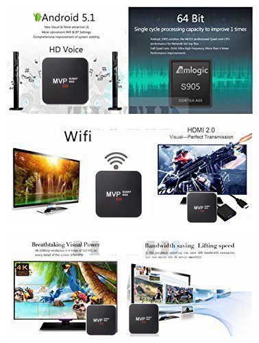 Susay&reg; MVP Pr Android TV Box Amlogic S905 Chipset Kodi 15.2 Full Loaded Android 5.1 Lollipop OS TV Box Quad Core... N2