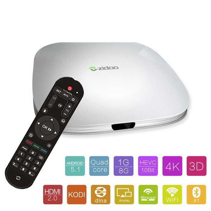 Zidoo X5 Android TV Box Amlogic S905 Chipset Kodi 15.2 Full Loaded Android 5.1 TV Box Quad Core 1G/8G 4K Google...