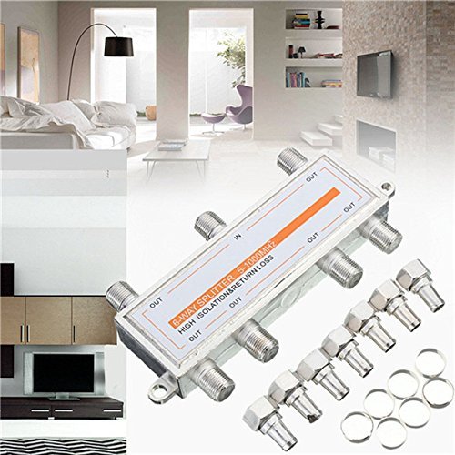 6 Way Digital Signal Splitter F Type Plugs For Coaxial Cable TV Aerial Antenna