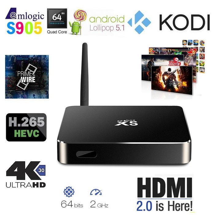 Xsbox S905 - Android 5.1 Lollipop Smart TV Box, Quad Core 64-bits Cortex-A53 1G/8G Penta-core - Kodi 15.1 with...
