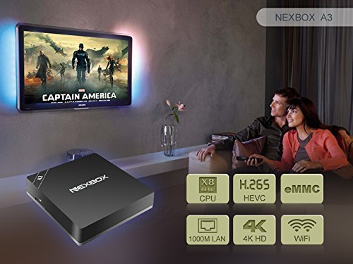 NEXBOX A3 Amlogic S912 Octa-Core 2GB RAM 16GB ROM Android 6.0 2.4G + 5.0G WiFi Gigabit LAN 4K HDR TV Box (Exclusive... N3