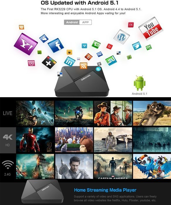 DOLAMEE D5 Android TV BOX , Fully Loaded Android 5.1 Lollipop OS Streaming Media Players XBMC / Kodi 16.1 Support... N7