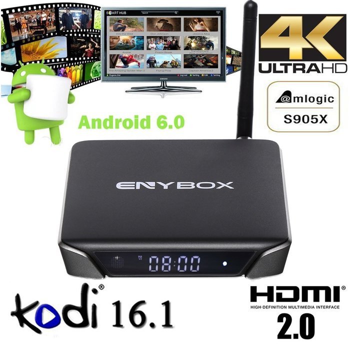 SUPVIN ENYBOX Android 6.0 TV box 4K Amlogic S905X Quad Core ARM Cortex A53 @2GHz KODI 16.1 Fully loaded Streaming...