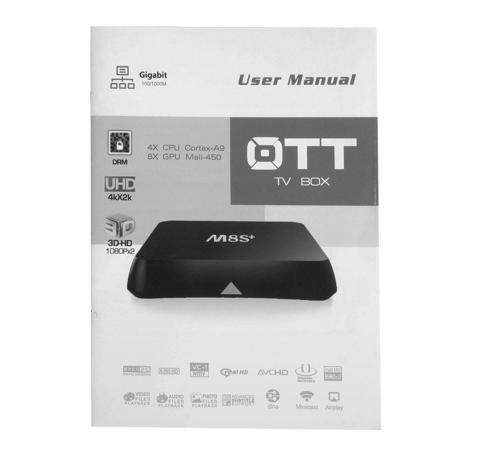 M8S+ Amlogic S812 Quad core Android5.1 OTT Smart TV Box 1000M LAN H.264 DDRIII 2GB Memory 8GB Flash WiFi Blutooth... N5