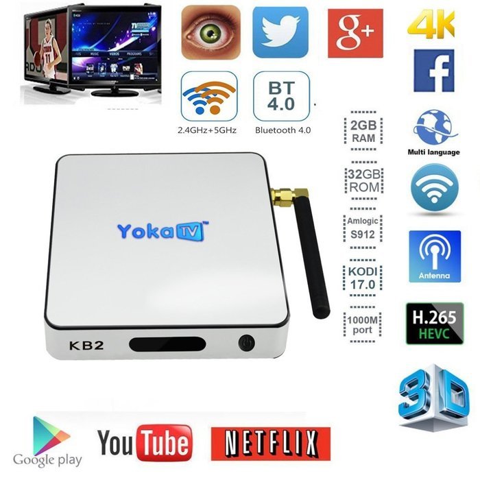 Edal KB2 Android 6.0 OTT TV Box Amlogic S912 KODI 17.0 Octa Core 2G 32G Streaming Media Player N2