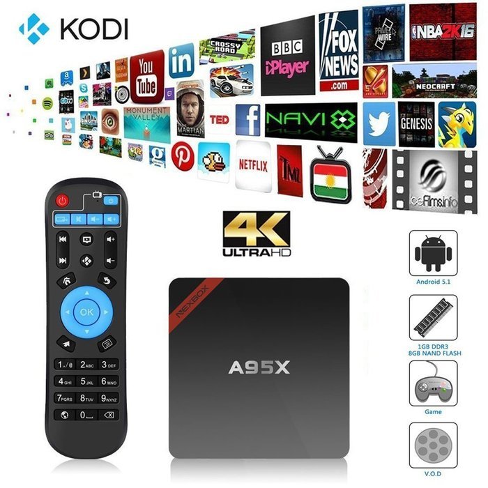 HONGYU A95X Mini Android TV Box 4K Ultra HD OTT TV Powered by Amlogic S905 Quad Core 2.0GHz 64bit Kodi 16.1 Fully... N2