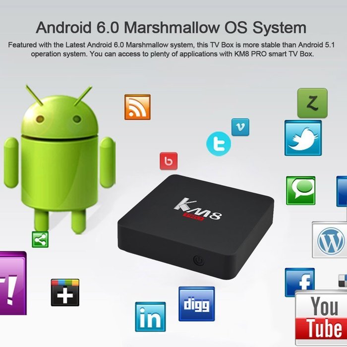 Vipwind KM8 PRO Smart TV Box Android 6.0 Amlogic S912 Octa-core 2GB 16GB KODI 17.0 VP9 H.265 4K Daul WiFi 1000M... N7