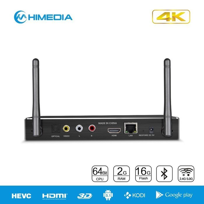 HiMedia H8 Plus 64-bit Octa-Core Android 5.1 Lollipop TV Box 2GB RAM 16GB ROM RK3368 Chipset 4K 3D Network Media... N2