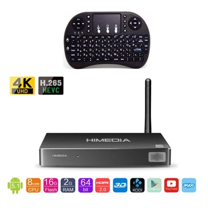 Wangang HiMedia H8 64bit Octa-Core Android 5.1 Lollipop TV Box 2GB RAM 16GB ROM RK3368 chipset with 4K60, 3D,...