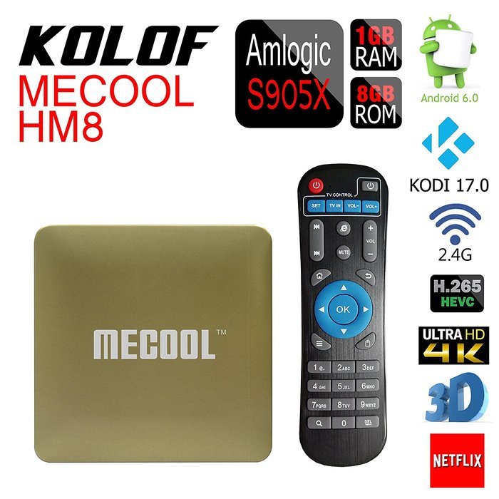 KOLOF HM8 Android 6.0 OTT TV Box KODI 17.0 Amlogic S905X Quad Core 1G 8G