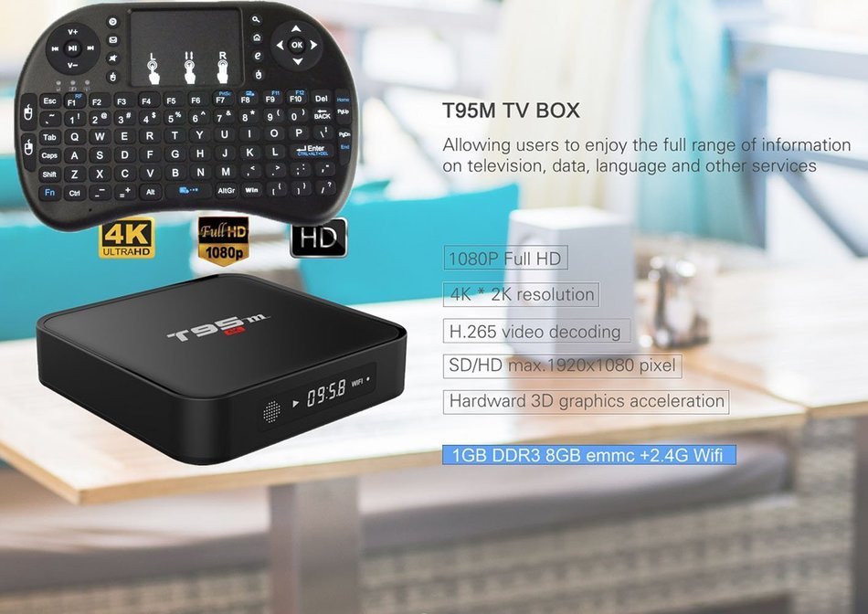 T95M Set Top TV Box Preinstalled with Full Loaded Kodi 16.0 Amlogic S905 Quad Core Android 5.1 Wifi LAN 3D Blu-ray...