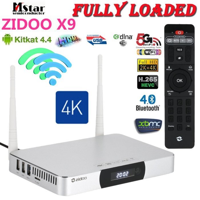 Vipwind ZIDOO X9 2G/8G Smart Android 4.4.2 TV Box WiFi Bluetooth 2K4K USB3.0 Quad Core XBMC KODI H.265 MSTAR HDMI-in...