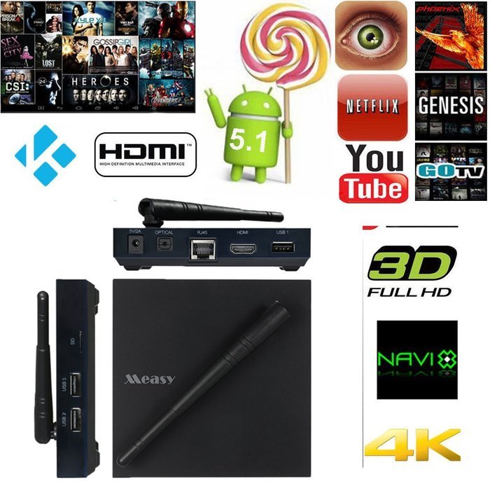 Vipwind B4TS Smart Android TV Box Android 5.1 Amlogic S905 Quad Core 1G/8G KODI XBMC UHD 4K DLNA Airplay Miracast