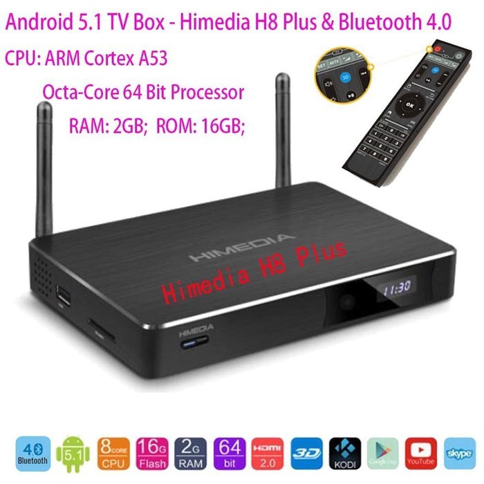 SUNKINFON 2016 Hot HIMEDIA H8 PLUS Bluetooth 4.0 Smart Android 5.1 TV Set-Top Box: 4K 3D BD-ISO UHD Octa Core... N2