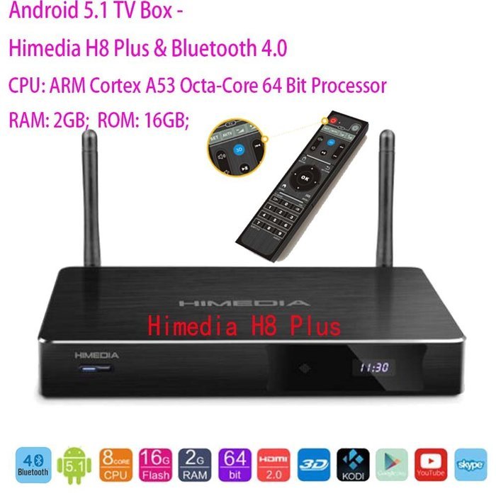 SUNKINFON 2016 Hot HIMEDIA H8 PLUS Bluetooth 4.0 Smart Android 5.1 TV Set-Top Box: 4K 3D BD-ISO UHD Octa Core... N3