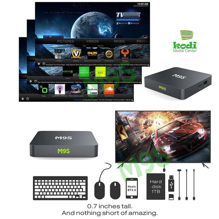 M9S 1GB RAM 8G ROM Quad Core Android 5.1 TV Box Fully Loaded KODI (XBMC) Free Sports Movies N5