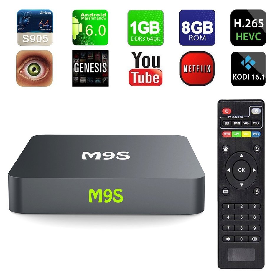 M9S 1GB RAM 8G ROM Quad Core Android 5.1 TV Box Fully Loaded KODI (XBMC) Free Sports Movies N6