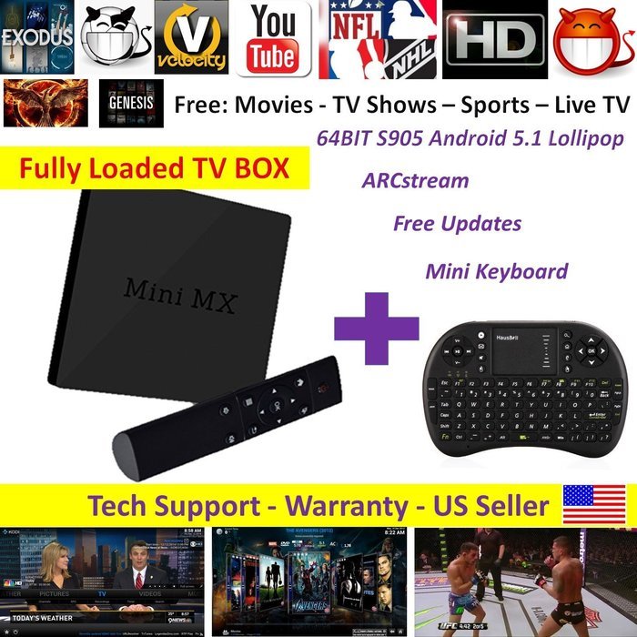 2016 ARCstream Android MINI MX Fully Loaded Android TV Box - 2Ghz Quad-core Processor plus MINI Wireless Mouse...