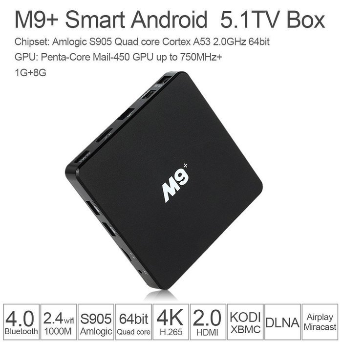Yubng M9 Plus M9+ Amlogic S905 64bit Quad-core Android 5.1 Smart Set Top TV Box HDMI Media Streaming Player 1G...