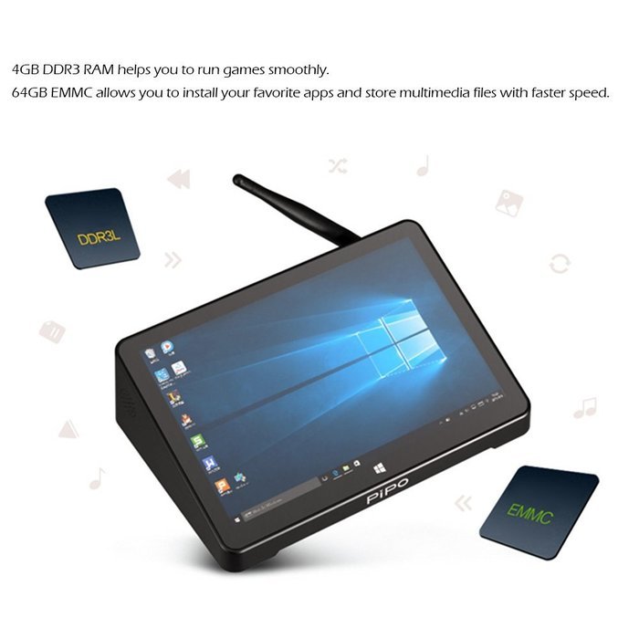 Docooler PiPO X10 Smart Android TV Box Windows 10 Mini PC Intel Z8300 + Android 5.1 Dual OS 4GB / 64GB 10.8 Inches... N4